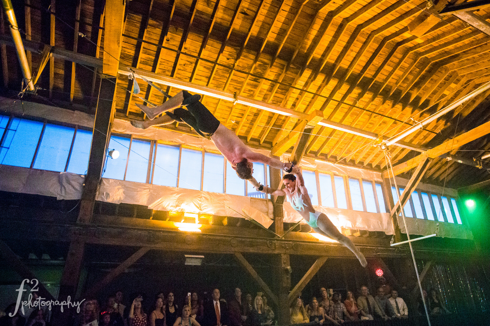 Flying Trapeze Performance at Weddings, Corporate Events, and parties at Emerald City Trapeze Arts