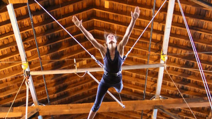 Girl Trying First Flying Trapeze class in Seattle