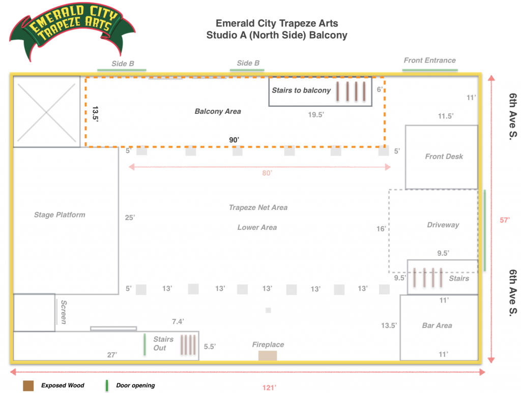 Emerald City Trapeze Studio A Floor Plan