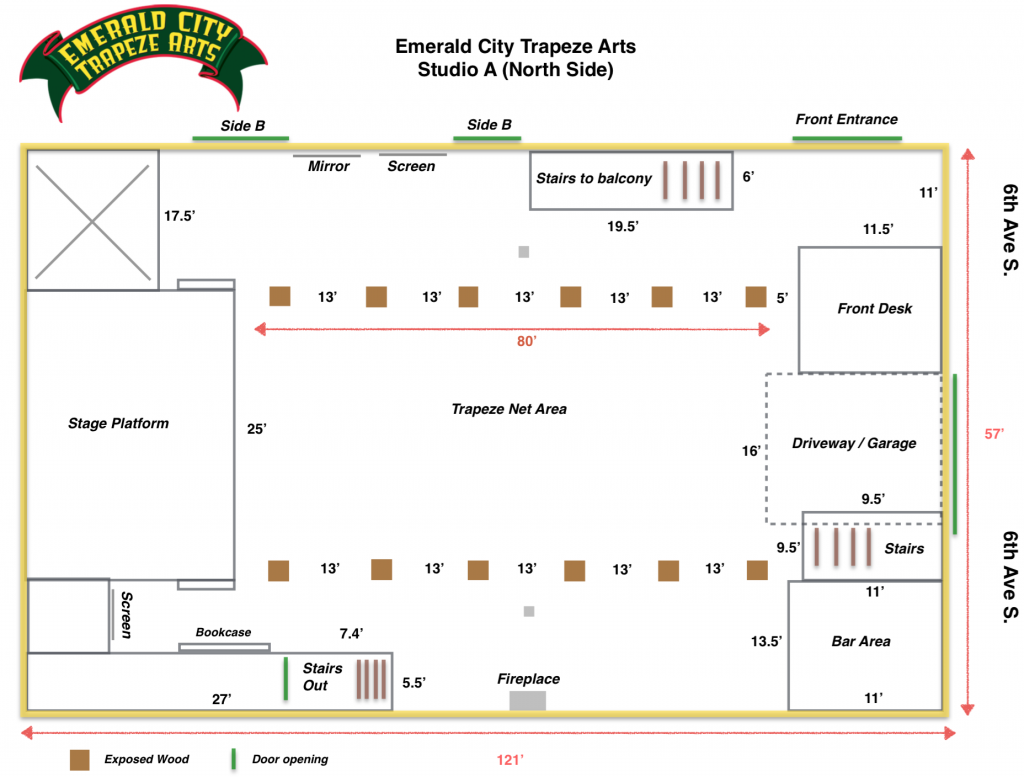 Emerald City Trapeze Studio A Floor Plan